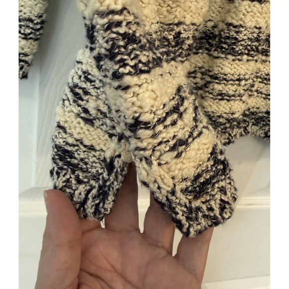 J Jill Chunky Knit Sweater Women's XL Cream Navy Long Sleeve Stretch Soft Warm - Picture 3 of 11